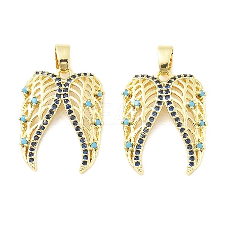 Wings Brass Micro Pave Cubic Zirconia Pendants KK-M325-11G-1