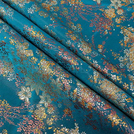 Chinese-style Flower Pattern Polyester Fabric for Clothing & Home Decor DIY-WH0622-735B-1