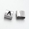 Tarnish Resistant Letter Style 201 Stainless Steel Square Slide Charms STAS-L132-13-1