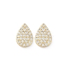 Teardrop Brass Micro Pave Clear Cubic Zirconia Stud Earrings EJEW-Z091-01G-4