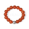 4MM Round Natural Red Agate Beaded Stretch Rings VM0712-7-1