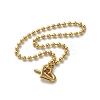 304 Stainless Steel OT Heart Pendant Ball Chain Necklaces for Women NJEW-C088-05G-2
