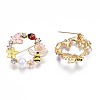 Flat Round with Butterfly Bee Flower Enamel Pin with Rhinestone JEWB-N007-070-3