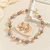 Alloy with Plastic Pearl Round Beaded Link Chain Necklaces & Stud Dangle Earrings Sets WG2621B-01-1