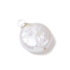Natural Keshi Pearl Flat Round Charms PALLOY-JF05077-02-4