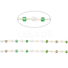 Faceted Cube Glass & ABS Plastic Imitation Pearl Beaded Chains CHS-G026-02KCG-01-2