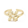 Clear Cubic Zirconia Clover & Leaf Open Cuff Ring RJEW-E072-07G-2