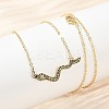 Brass Pave Black Cubic Zirconia Snake Pendant Necklaces NJEW-D320-02ASG-3