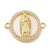 Rack Plating Brass Micro Pave Clear Cubic Zirconia Religion Connector Charms KK-L220-003G-01-1