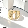 Brass Micro Pave Clear Cubic Zirconia Cuff Finger Rings for Women RJEW-B112-14G-2