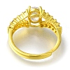 Rack Plating Oval Brass Micro Pave Clear Cubic Zirconia Adjustable Rings for Women RJEW-H232-06P-3
