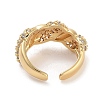 Twist Brass Micro Pave Clear Cubic Zirconia Open Cuff Ring for Women RJEW-C102-04G-3