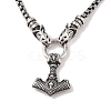 304 Stainless Steel Wolf Head King Box Chain Viking Mjolnir Thor Hammer Pendant Necklaces for Men NJEW-K278-01AS-1