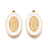 Religion 304 Stainless Steel & Enamel Oval Pendants STAS-T073-14G-1