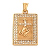 304 Stainless Steel Rhinestone Pendants STAS-P372-04G-1