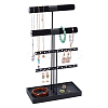 4-Tier Wood & Velvet Jewelry Towers Stands Jewelry Organizer Holder with Tray for Watch ODIS-WH0106-20EB-1
