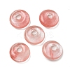 Cherry Quartz Glass Donut/Pi Disc Charms G-G142-02M-1
