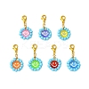 Flat Round with Smiling Face Glass Seed Pendant Decorations HJEW-MZ00092-1
