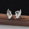 925 Sterling Silver Clear Cubic Zirconia Stud Earrings EJEW-Q032-01A-P-1