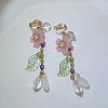 Flower with Teardrop Alloy Resin Clip-on Earrings FS-WG8E2A2-02-1