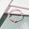 Natural Rose Quartz Heart Braided Cord Bracelet BJEW-JB07685-02-2