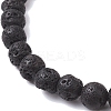 6mm Round Natural Lava Rock & Pearl Beaded Stretch Bracelets for Women BJEW-JB10619-02-4