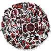 50Pcs Black and Red Gothic Skull Paper Stickers DIY-P085-10-2