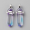 Transparent Glass Double Terminal Pointed Pendants G-WH0016-41L-1
