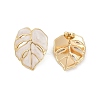 Ion Plating(IP) 304 Stainless Steel Leaf Stud Earrings EJEW-Z068-37G-01-5