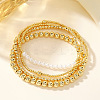 4Pcs 4 Styles Brass & Imitation Pearl Beads Stretch Bracelet Set for Women SD2204-1-3
