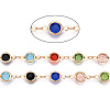 2M Flat Round Handmade Brass Glass Link Chains CHC-YW0001-10KCG-2
