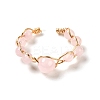 Adjustable Natural Rose Quartz with Brass Rings G-B075-01G-07-2