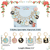 Alloy Enamel Flat Round/Square with Rose Pendant Locking Stitch Markers HJEW-AB00004-2