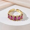 Brass Micro Pave Cubic Zirconia Cuff Open Rings for Women RJEW-L343-16G-02-2