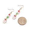 Enamel Christmas Theme Charm with Glass Pearl Dangle Earrings EJEW-JE04961-5