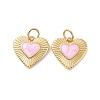 Heart Brass Enamel Pendants X-KK-G435-07G-02-2