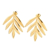 Leaf 304 Stainless Steel Stud Earrings EJEW-P332-05G-2