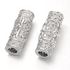 Column with Fleur De Lis Brass Micro Pave Cubic Zirconia Tube Beads ZIRC-D061-P-1