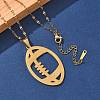 201 Stainless Steel Hollow Rugby Pendant Necklaces NJEW-D318-01G-3