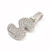 Brass Micro Pave Clear Cubic Zirconia Pendants KK-B099-01P-S-2