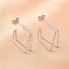 304 Stainless Steel Two-layer Square Stud Earrings EJEW-D339-02P-2
