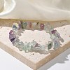 Chips Natural Fluorite Beaded Stretch Bracelets X-BJEW-JB01826-01-1