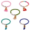 5Pcs 5 Colors Word Love Beads Stretch Bracelets Set for Girl Women BJEW-SZ0001-97-1