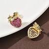 Brass Cubic Zirconia Strawberry Stud Earrings EJEW-L301-01G-2