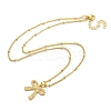 Brass Micro Pave Clear Cubic Zirconia Pendant Necklaces LS-NJEW-M220-05A-G-2