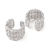 Rack Plating Brass Micro Pave Clear Cubic Zirconia Cuff Earrings for Women EJEW-G394-02P-2