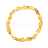 Natural Amber Cuboid Beads Stretch Bracelets for Women Men BJEW-JB13639-01-2