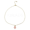 Maple Leaf Light Gold Brass Micro Pave Cubic Zirconia Pendant Necklaces NJEW-E105-14KCG-01-2