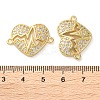 Rack Plating Brass Cubic Zirconia Heart Connector Charms KK-C084-08B-G-3