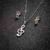 Stainless Steel Musical Note Stud Earrings & Pendant Necklaces Sets for Women PW-WG29B01-02-1